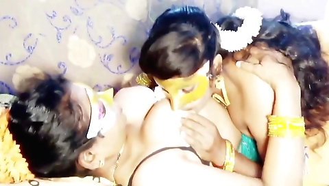 Slutty girlfriend touches husband's prick in the bedroom