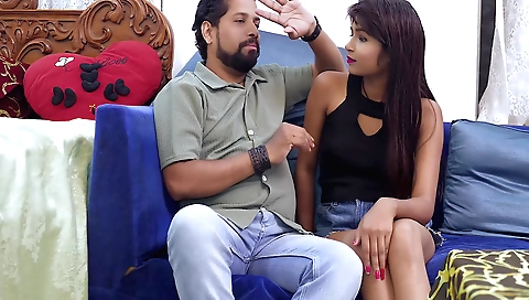 Hot indian brunette with sexy big tits is in a gangbanging scene