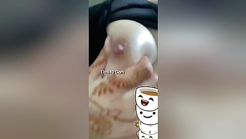 Indian girl masturbating at her place with her boobs