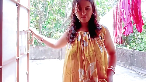 Sexy solo video with a brunette 18+ in a white dress