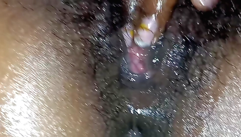 Hairy indian babe with a nice ass gives a blowjob to a toy