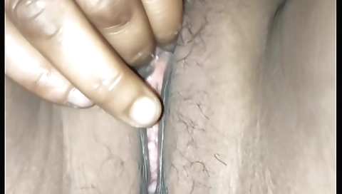 Indian hairy pussy self masturbation with her body on the bed