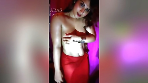 Hot brunette with large boobs shows her body in an amateur video