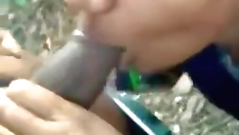 Hot brunette girl enjoys outdoor sex and deepthroat