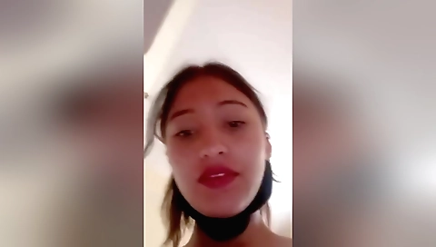 Horny teen in lingerie makes amateur shower video clip