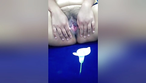 Indian girl masturbating hairy pussy in amateur solo