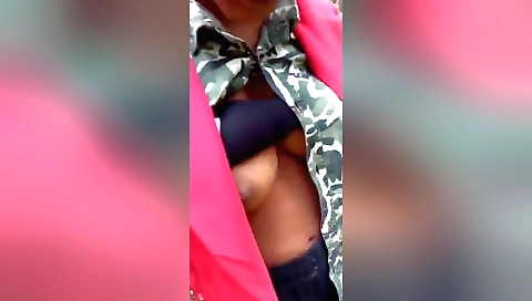 Stunning brunette 18+ amateur brunette fucks outdoors