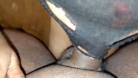 Handjob and a dildo suck on hairy pupil from a college