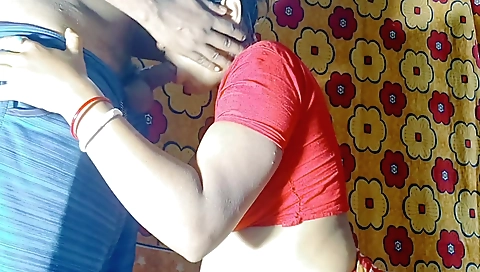 Indian girl with big boobs is playing with a big cock