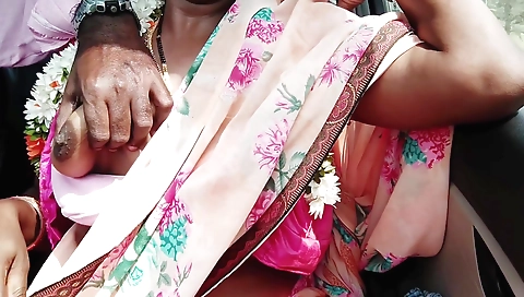 Indian big ass girl is driving in a car with a dick in her ass