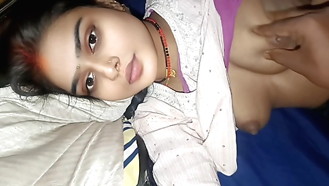 A sexy indian babe with a nice body is with her husband