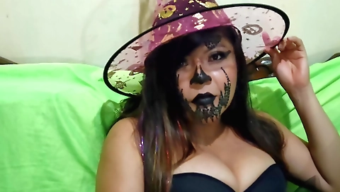 Hot amateur brunette milf getting fucked on halloween