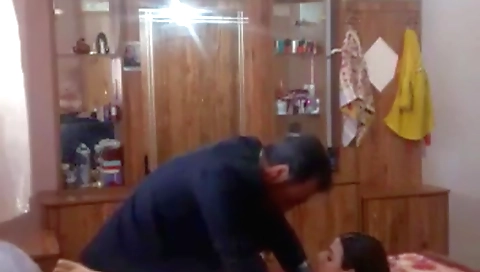 Amateur brunette with a nice face in a funny video