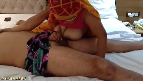 Indian whore with big tits is getting fucked in her saree