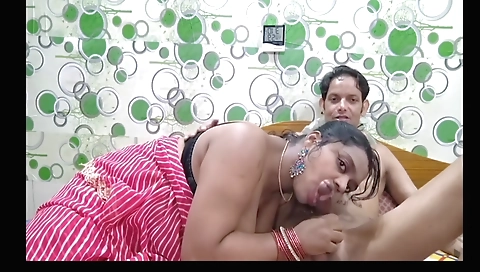 Indian stepmother teaches her son to suck and lick pussy