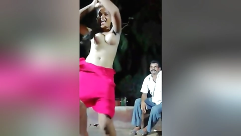 Busty indian girl with natural tits makes naked dance