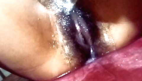 Indian girl has hairy cunt making herself cum with a sex toy
