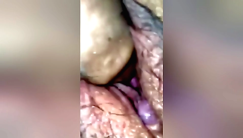 A hot girl with a nice hairy pussy is getting a dick