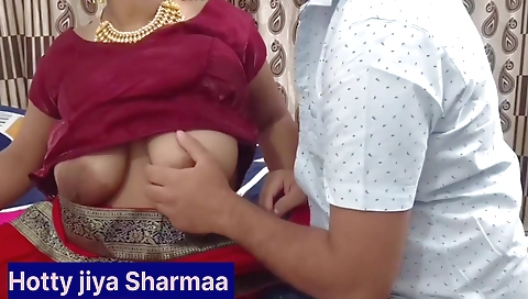 Busty Indian teen group having a threesome on sex video