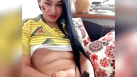 Horny brunette indian teen 18+ with a tight pussy trying on a toy