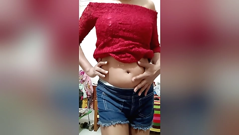 Indian video of a brunette showing her body to her lover