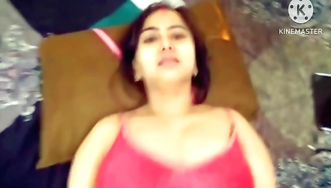 Brunette with small tits gets a boner on her belly