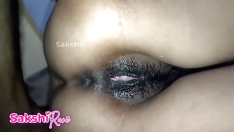 Indian brazen girl gets creampied in her hairy pussy