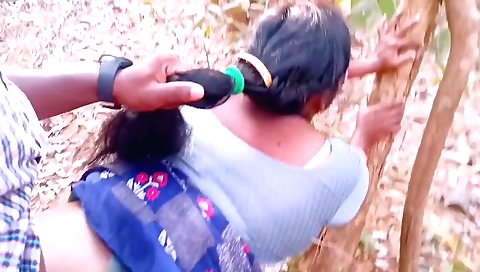 Indian brunette fuck outdoors with a big ass and big tits