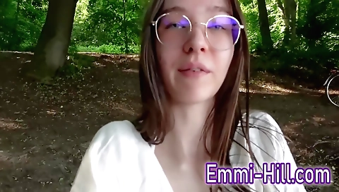 Brunette and big boobs outdoors in amateur porn movie
