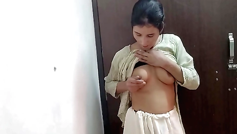 Indian amateur solo girl in black and khaki on beach