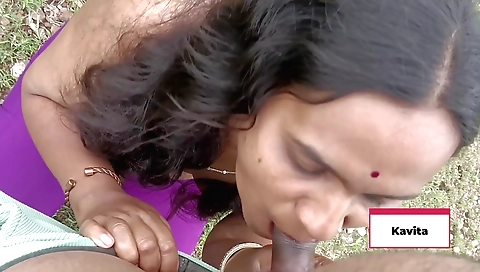 Indian girl has a good time outdoors with a guy in the jungle